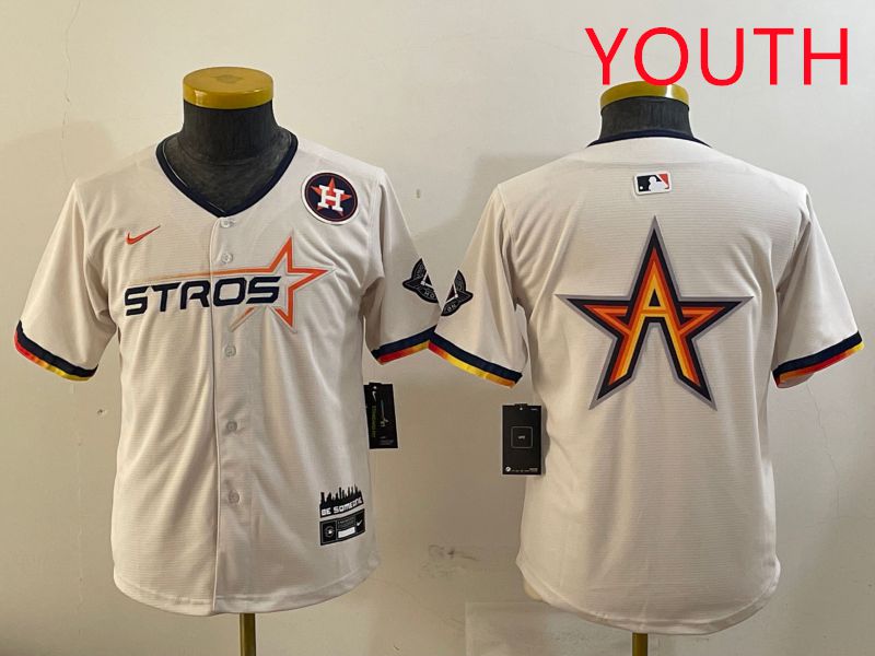 Youth Houston Astros Blank Cream three generations Joint Name 2025 Nike MLB Jersey style 4147->youth mlb jersey->Youth Jersey